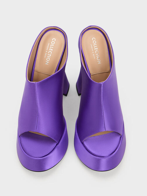 Delphine Recycled Polyester Platform Mules, Purple, hi-res