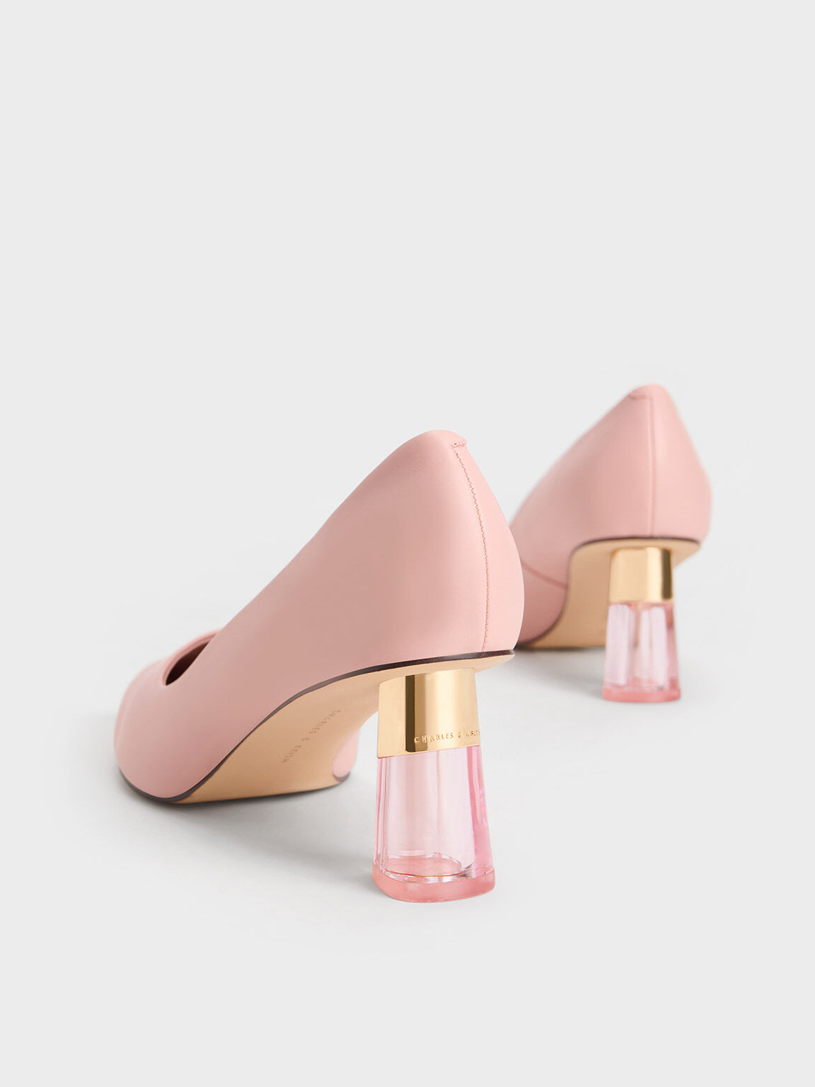 Metallic Accent Clear Heel Pumps, Blush, hi-res