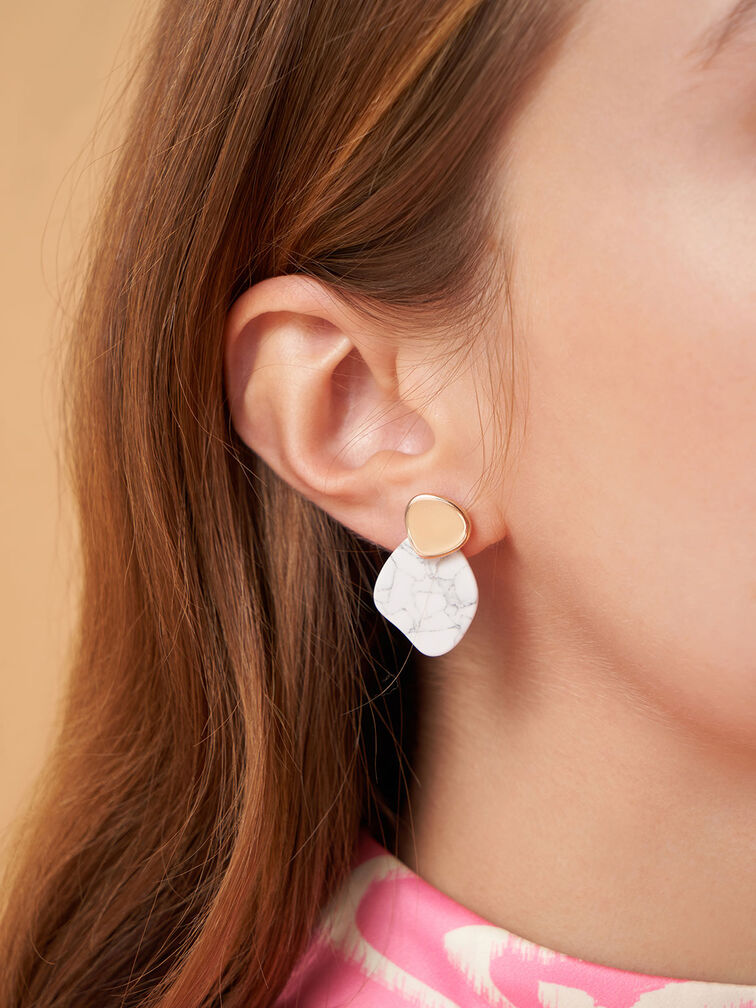 Resin Stud Earrings, Rose Gold, hi-res