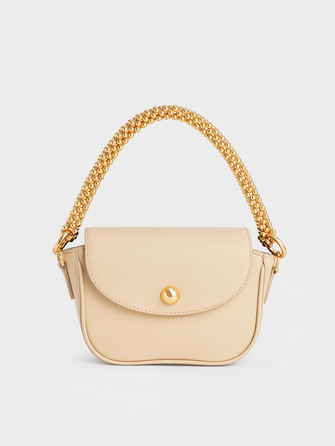 Sand Beaded Metallic Handle Sculptural Bag - CHARLES & KEITH SA