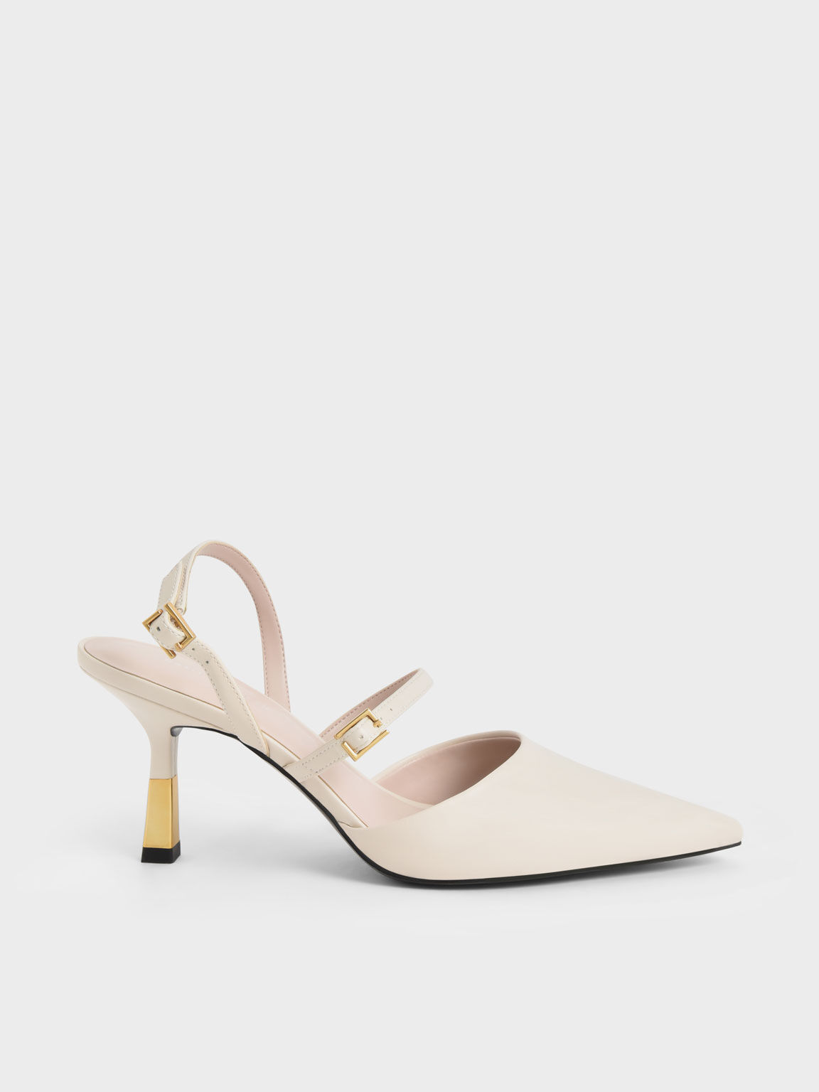 Double Strap Slingback Pumps, Chalk, hi-res