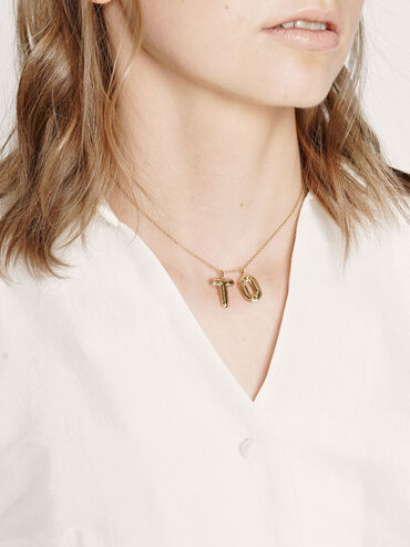 Alphabet 'O' Charm, Gold, hi-res