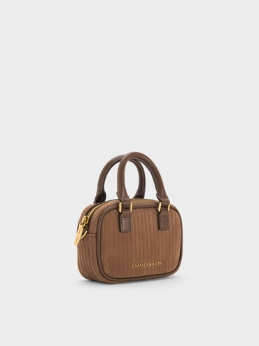 Sianna Corduroy Bowling-Bag Charm, Mocha Brown, hi-res