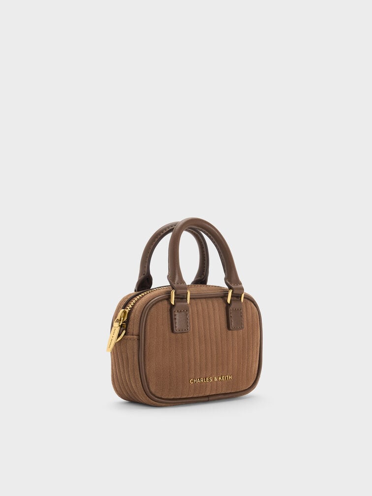 Sianna Corduroy Bowling-Bag Charm, Mocha Brown, hi-res