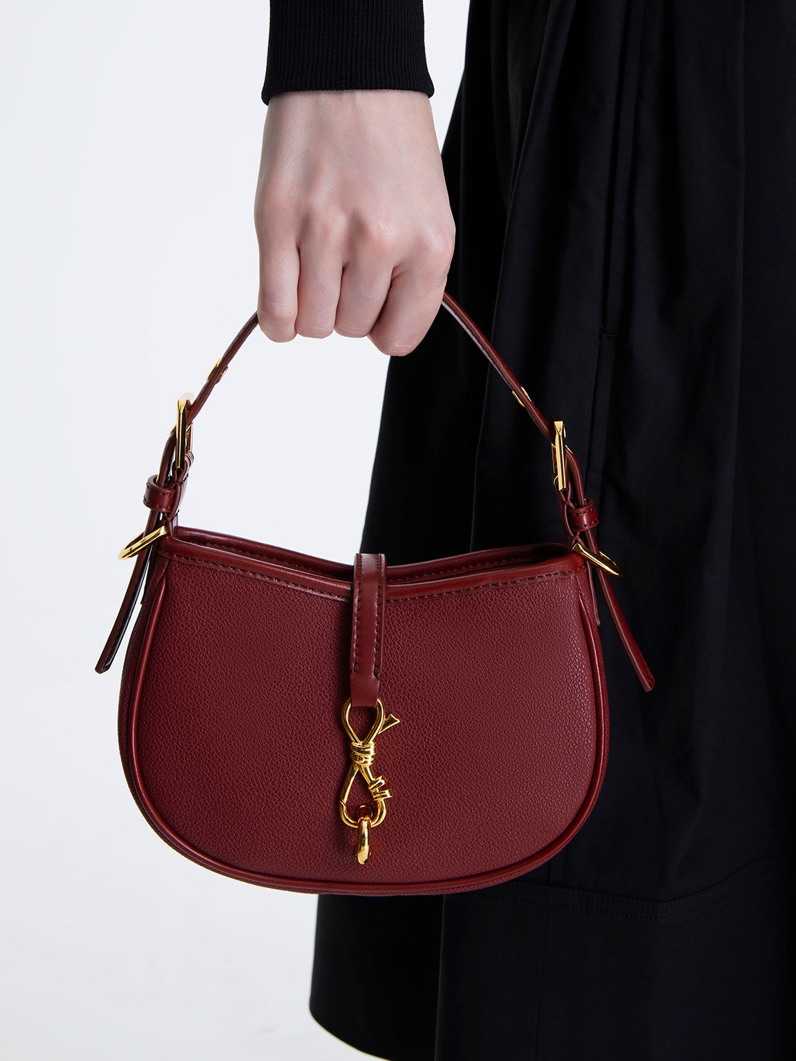 Thessaly Metallic Accent Bag, Burgundy, hi-res