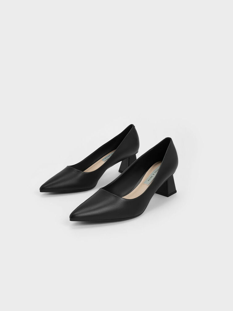 Trapeze Kitten Heel Pumps, Black, hi-res