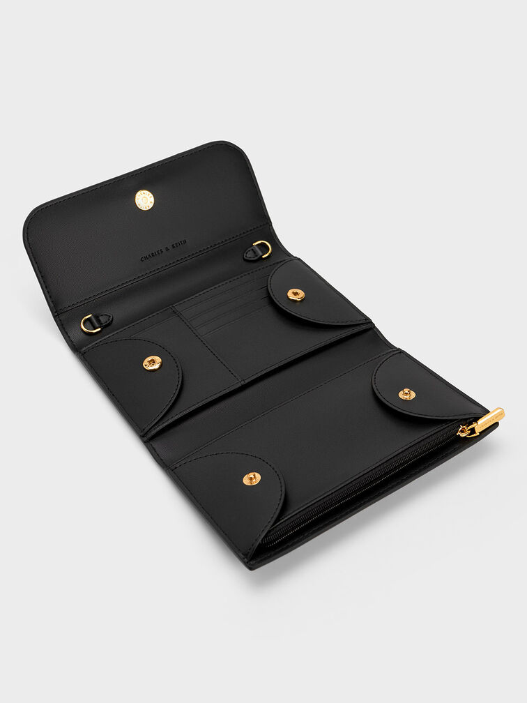 Front Flap Long Wallet, Black, hi-res