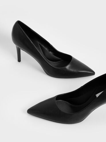 حذاء بكعب رفيع ومقدمة مدببة, أسود, hi-res