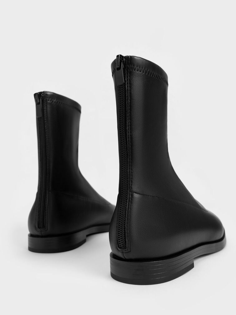 Zip-Up Ankle Boots, Black, hi-res