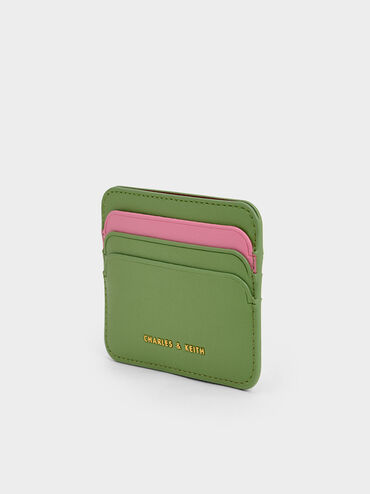 Two-Tone Rounded Cardholder, Green, hi-res