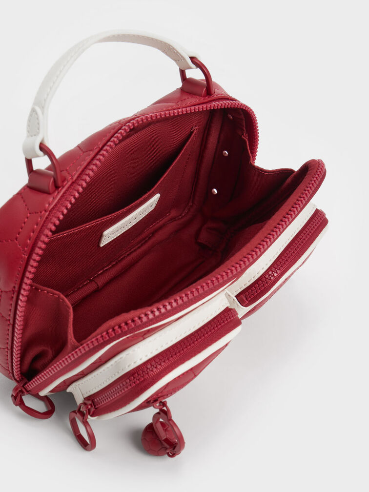 Textured Multi-Pouch Crossbody Bag, Red, hi-res
