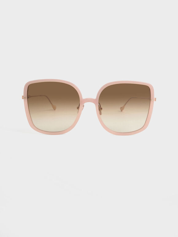 Recycled Acetate Oversized Square Sunglasses, Pink, hi-res