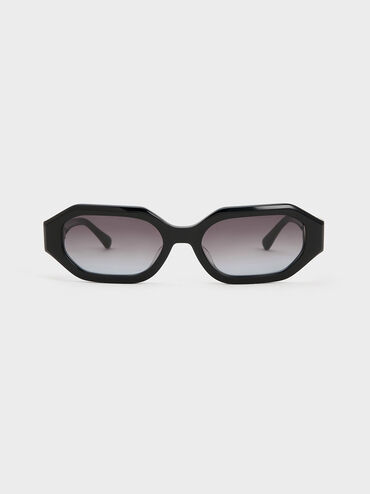 نظارات شمسية بشكل بيضاوي مرصعة ببلورات سواروفسكي, أسود, hi-res