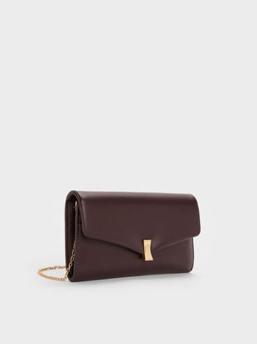 Lilibet Metallic-Accent Chain-Strap Long Wallet, Plum, hi-res