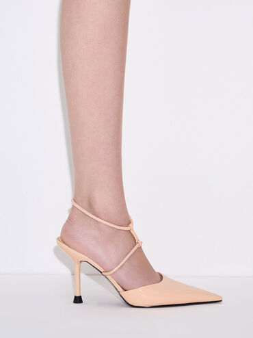 Patent T-Strap Pointed-Toe Pumps, Blush, hi-res