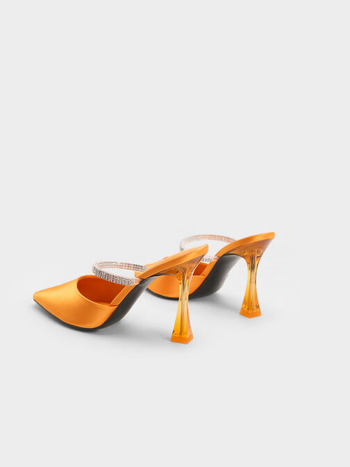 Recycled Polyester Gem Strap Mules, Orange, hi-res