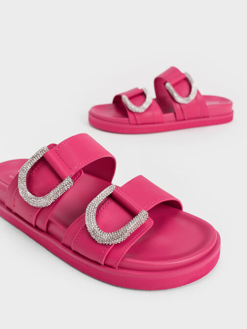 Gem-Embellished Gabine Slides, Pink, hi-res