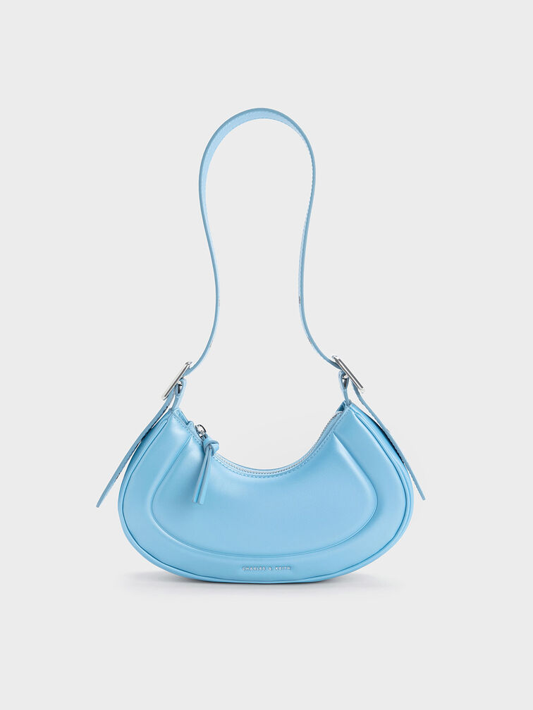 Petra Curved Shoulder Bag, Blue, hi-res