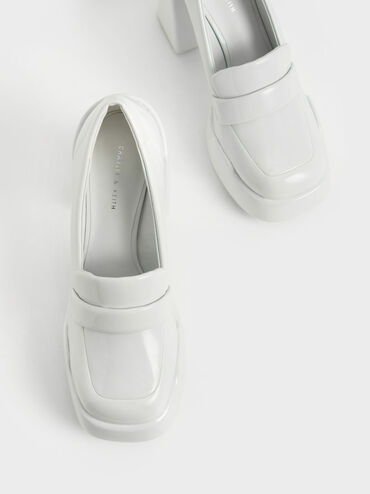 Lula Patent Loafer Pumps, Light Grey, hi-res