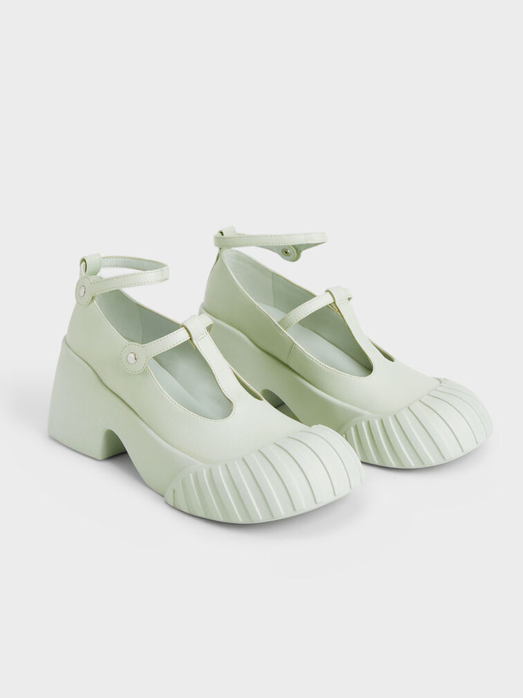 Adrian Chunky Sole Mary Janes, Light Green, hi-res