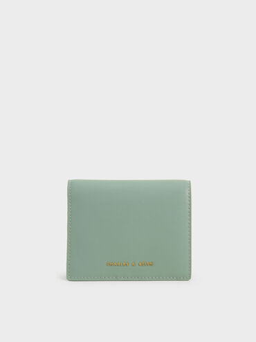 محفظة صغيرة بقلاب وزر كبس, اخضر غامق, hi-res