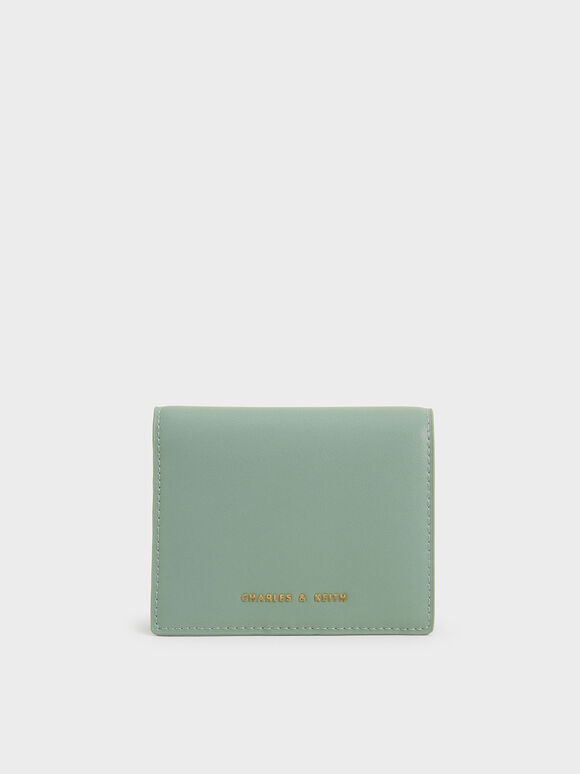 محفظة صغيرة بقلاب وزر كبس, اخضر غامق, hi-res