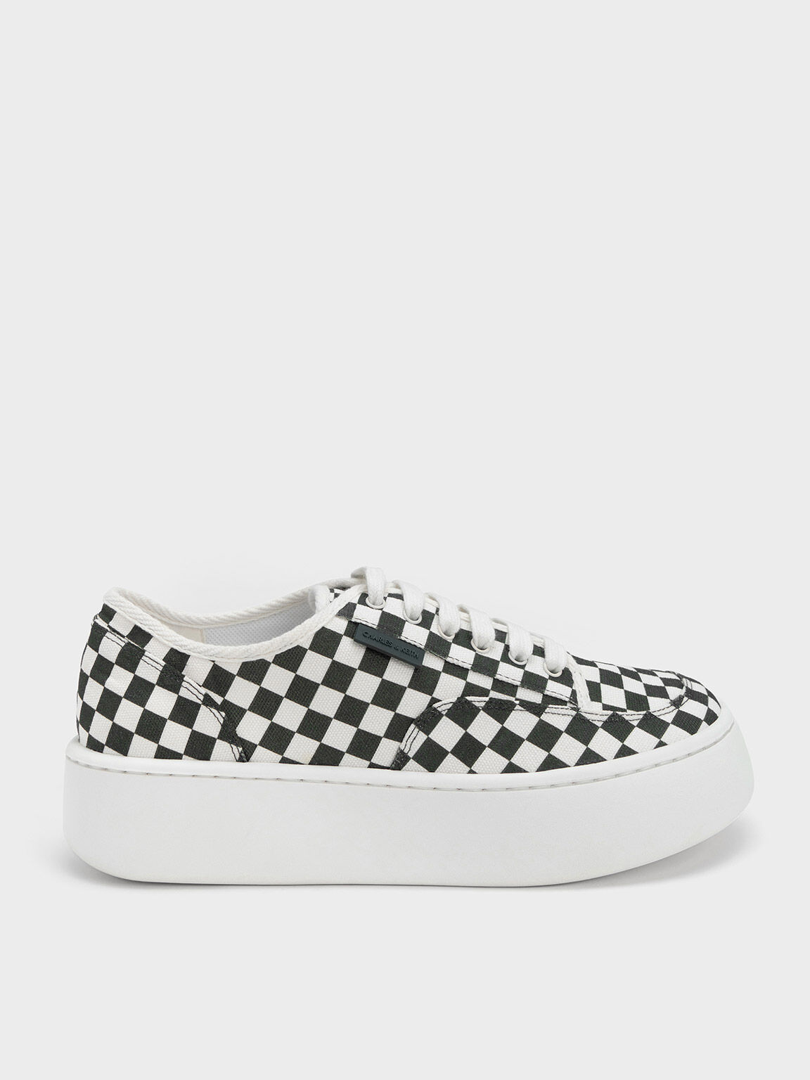 Skye Checkered Canvas & Cotton Sneakers, Dark Green, hi-res