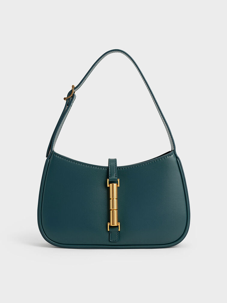 Cesia Metallic Accent Shoulder Bag, Green, hi-res