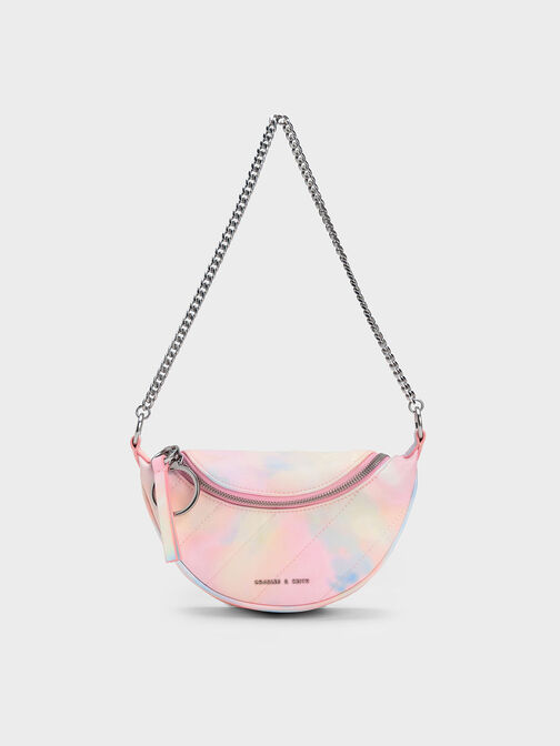 Philomena Swirl-Print Half-Moon Crossbody Bag, Multi, hi-res