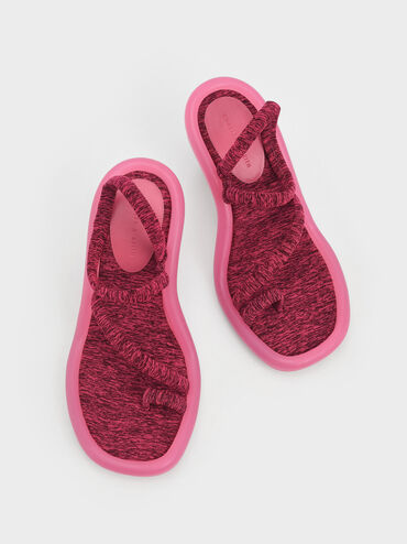 Electra Recycled Polyester Toe-Loop Heeled Sandals, Pink, hi-res