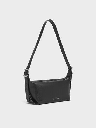 Larsen Buckle-Strap Slouchy Shoulder Bag, Noir, hi-res
