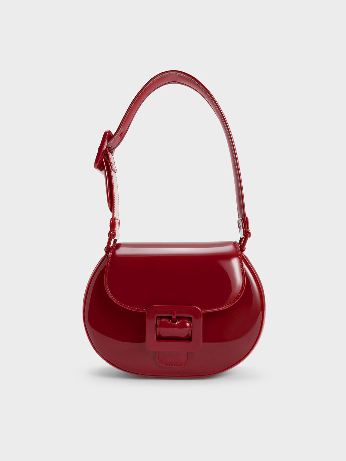 Lula Patent Buckled Bag, Red, hi-res