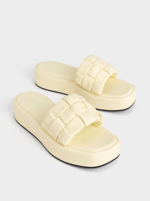 Interwoven Strap Platform Sandals, Butter, hi-res