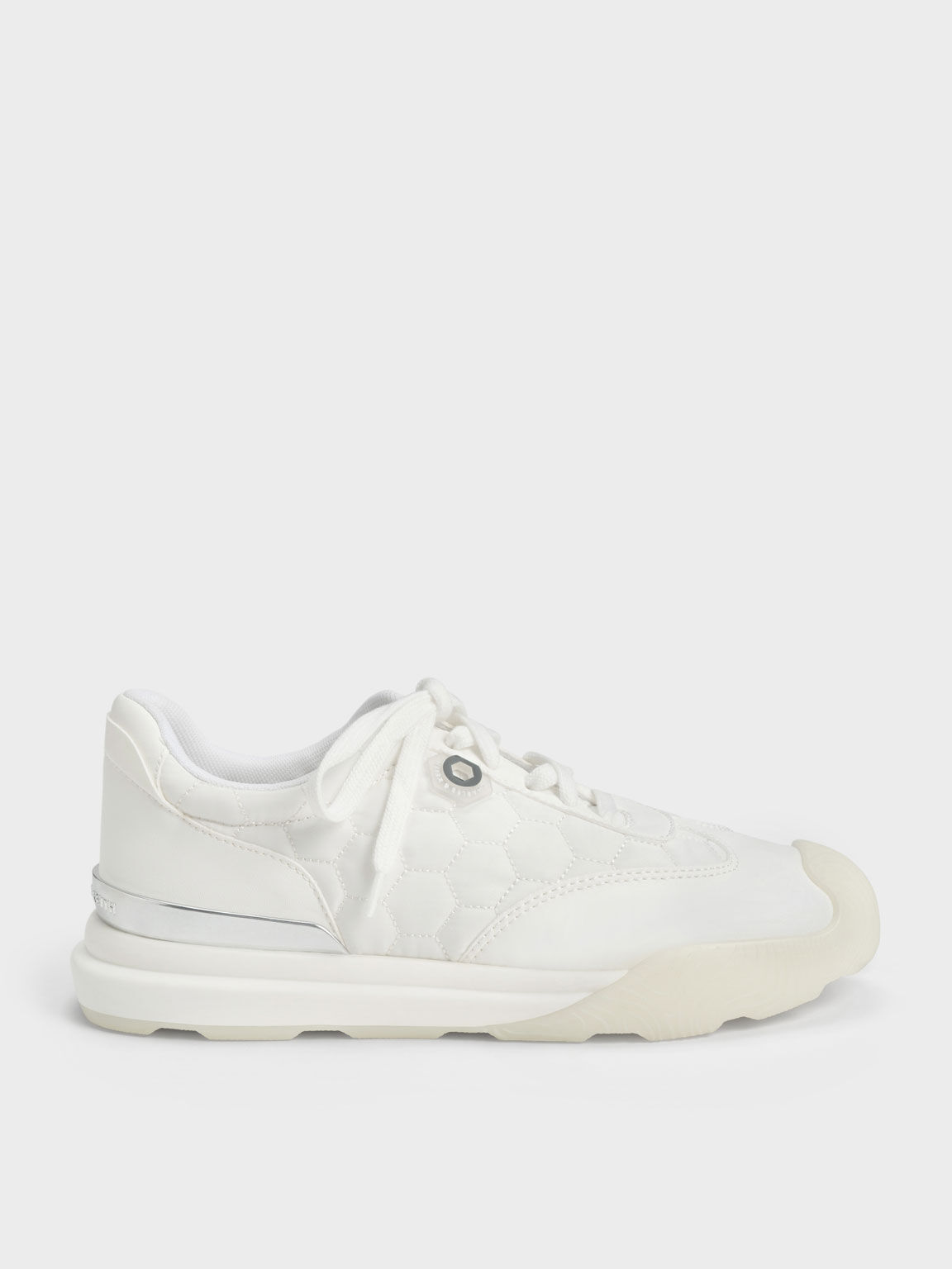 Nylon Low-Top Sneakers, White, hi-res
