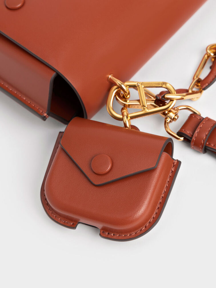 Amber Chain Handle Push-Lock Handbag, Brick, hi-res