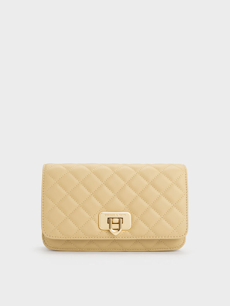Cressida Quilted Push-Lock Clutch, Beige, hi-res