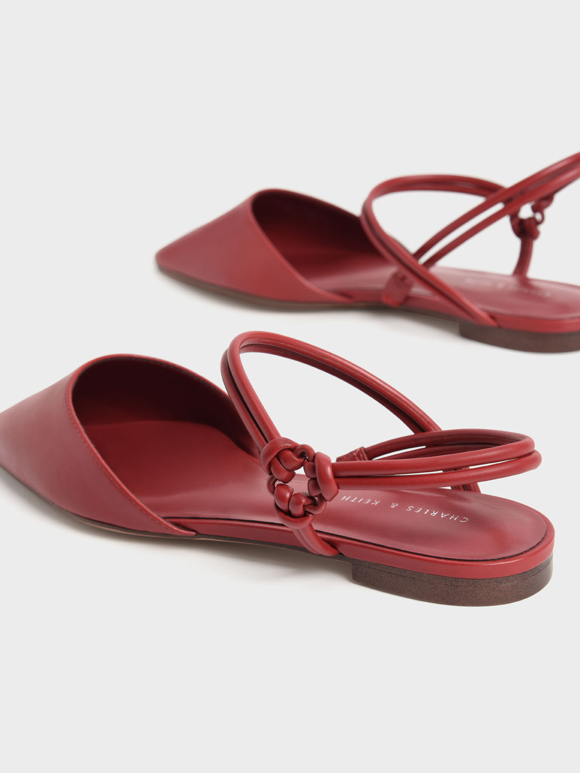 حذاء باليرينا منسوج برباط حول الكاحل, أحمر, hi-res