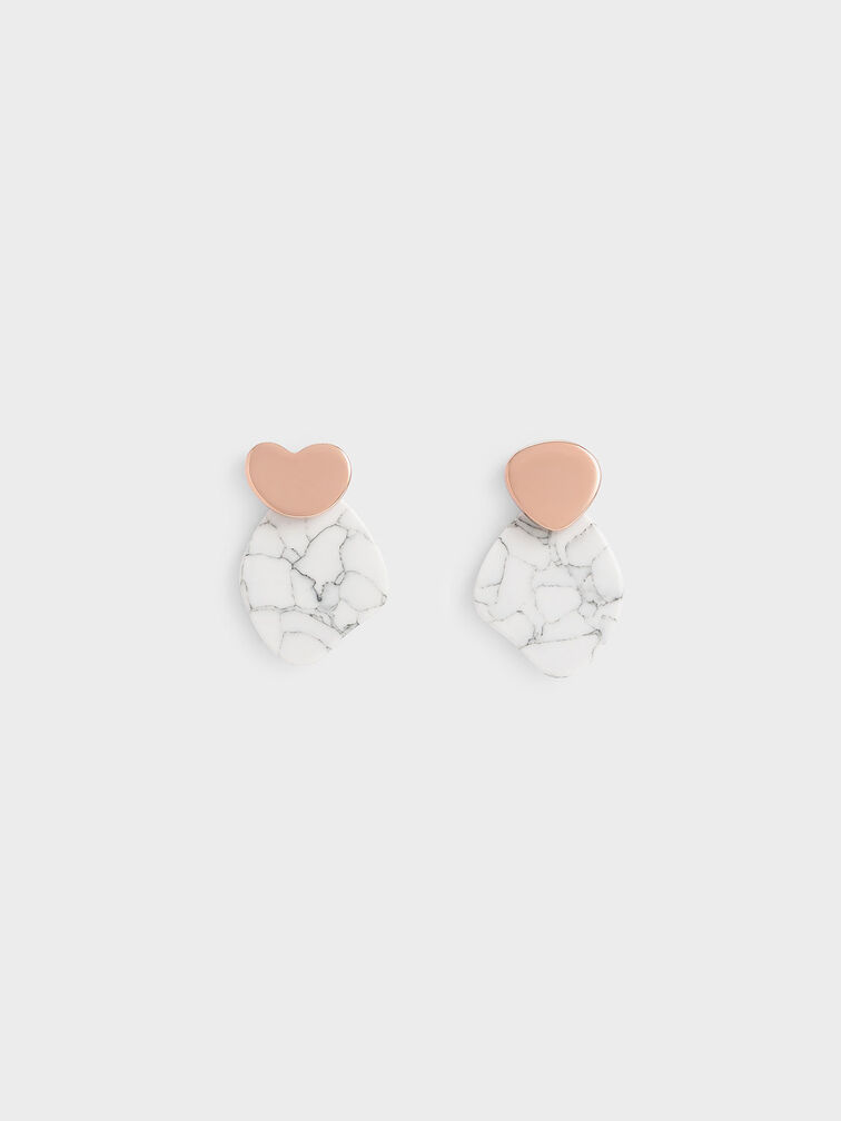 Resin Stud Earrings, Rose Gold, hi-res