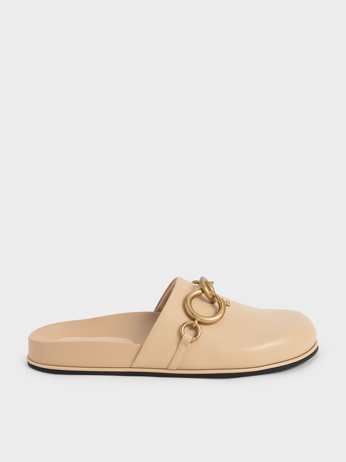 Beige Chain Link Flat Mules CHARLES KEITH SA