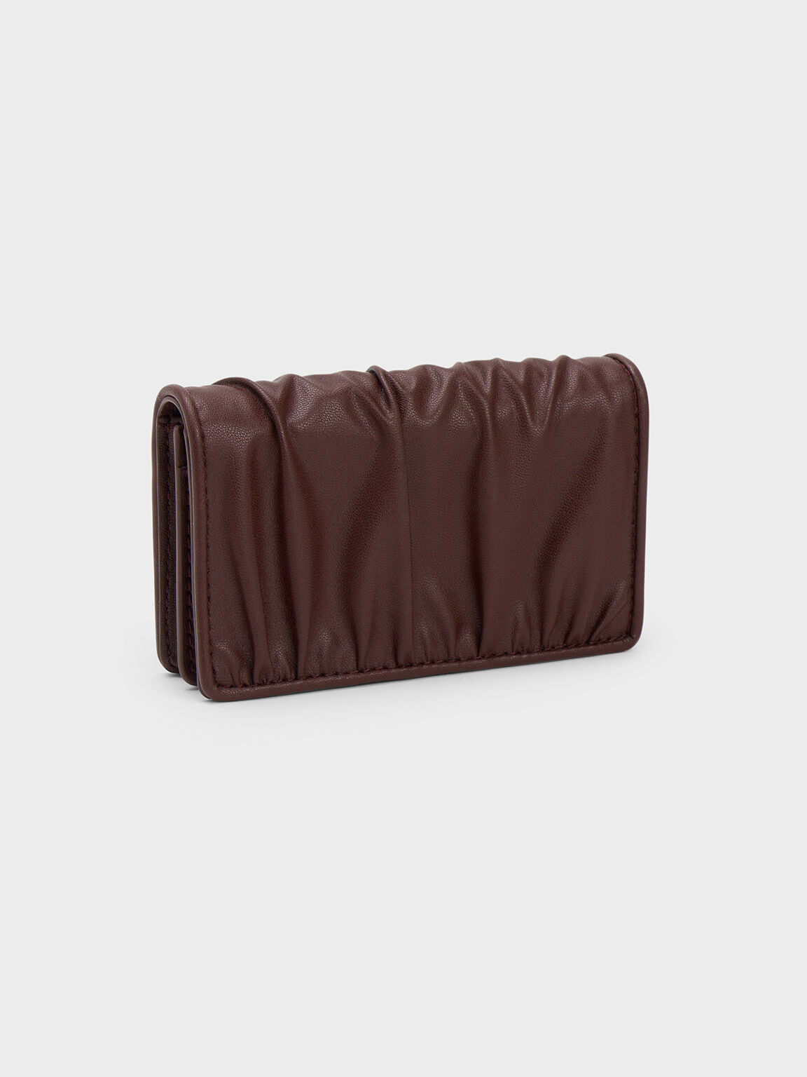 Aldora Ruched Cardholder, Dark Chocolate, hi-res