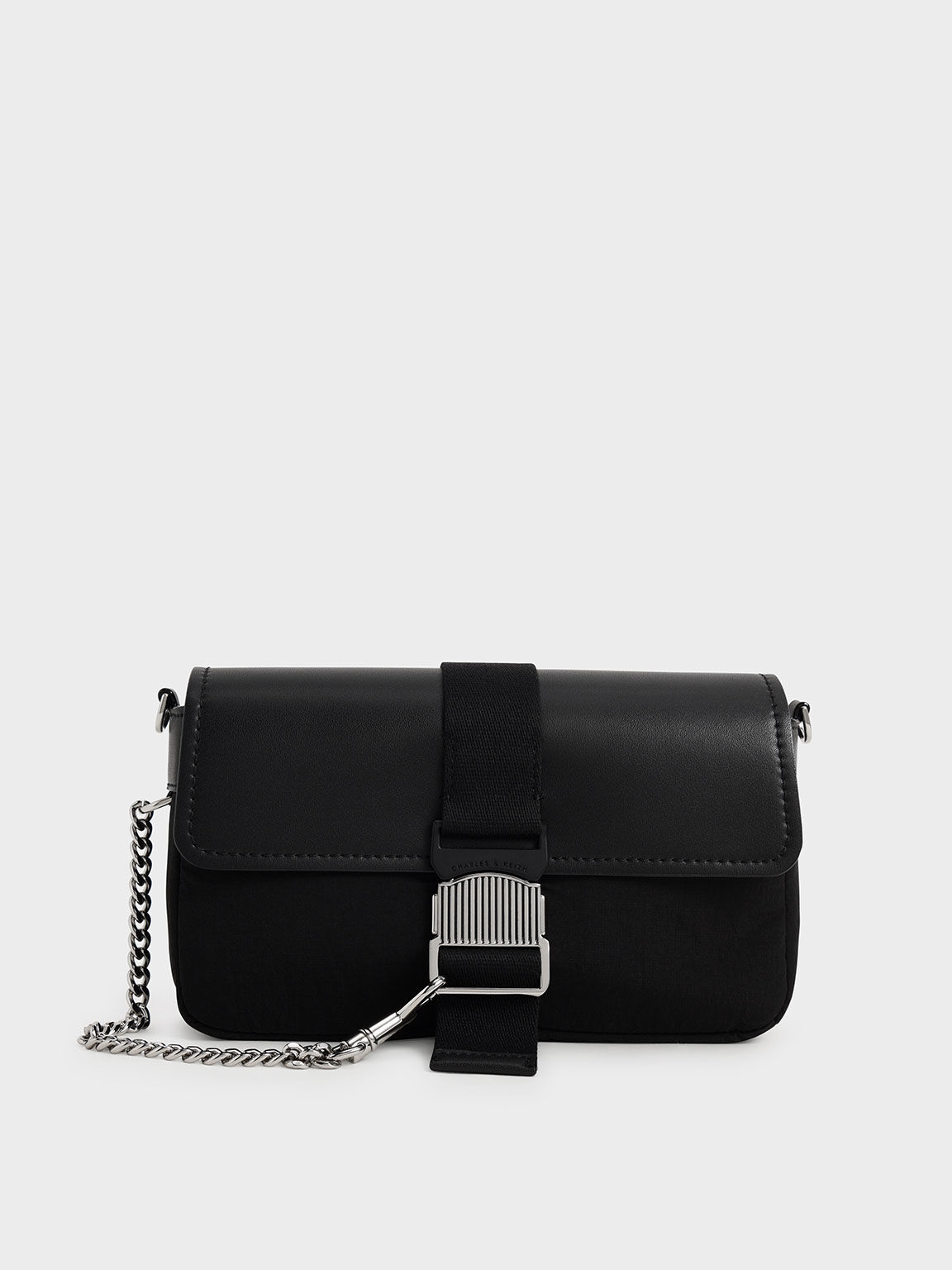 Black Aspen Metallic Belt Buckle Shoulder Bag CHARLES KEITH SA