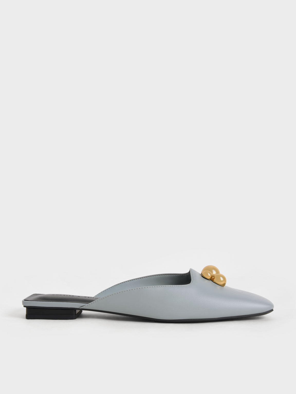 Light Blue Metallic Accent Square Toe Mules CHARLES KEITH SA