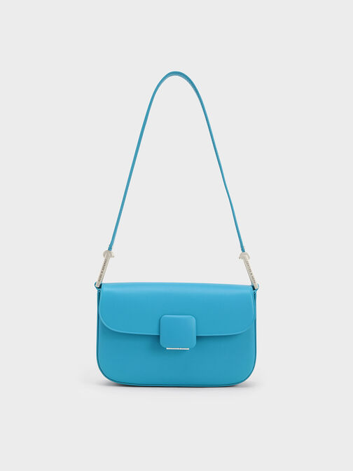 حقيبة يد صغيرة مربعة كوا مع قفل كبس, أزرق, hi-res