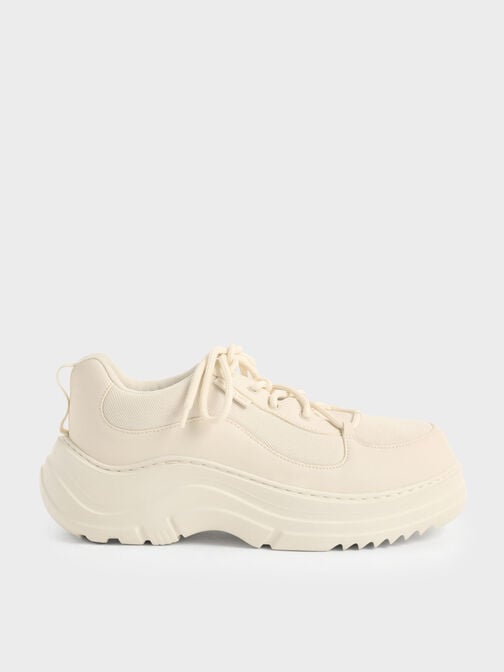 Mesh Chunky Sole Sneakers, Chalk, hi-res