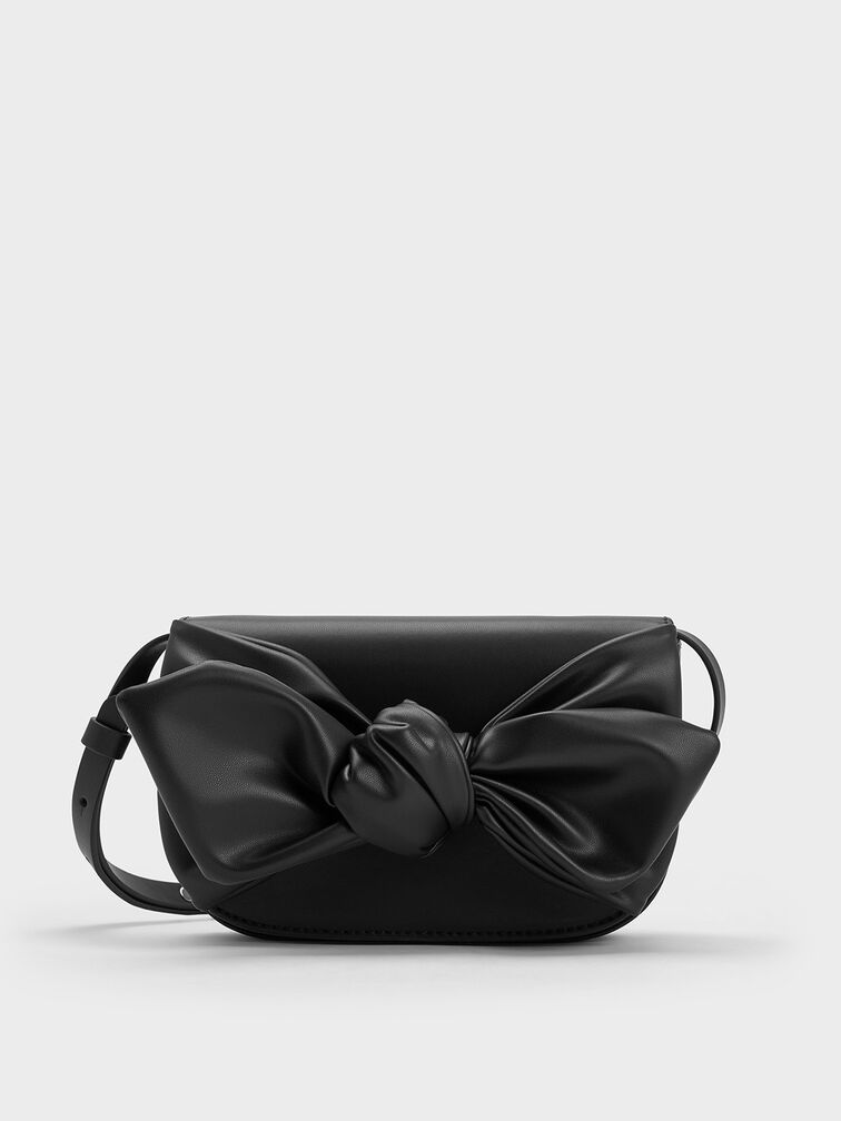 Bow Crossbody Bag, Black, hi-res