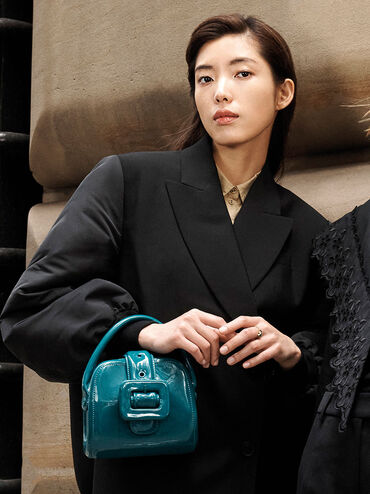 Lula Patent Belted Bag, Turquoise, hi-res