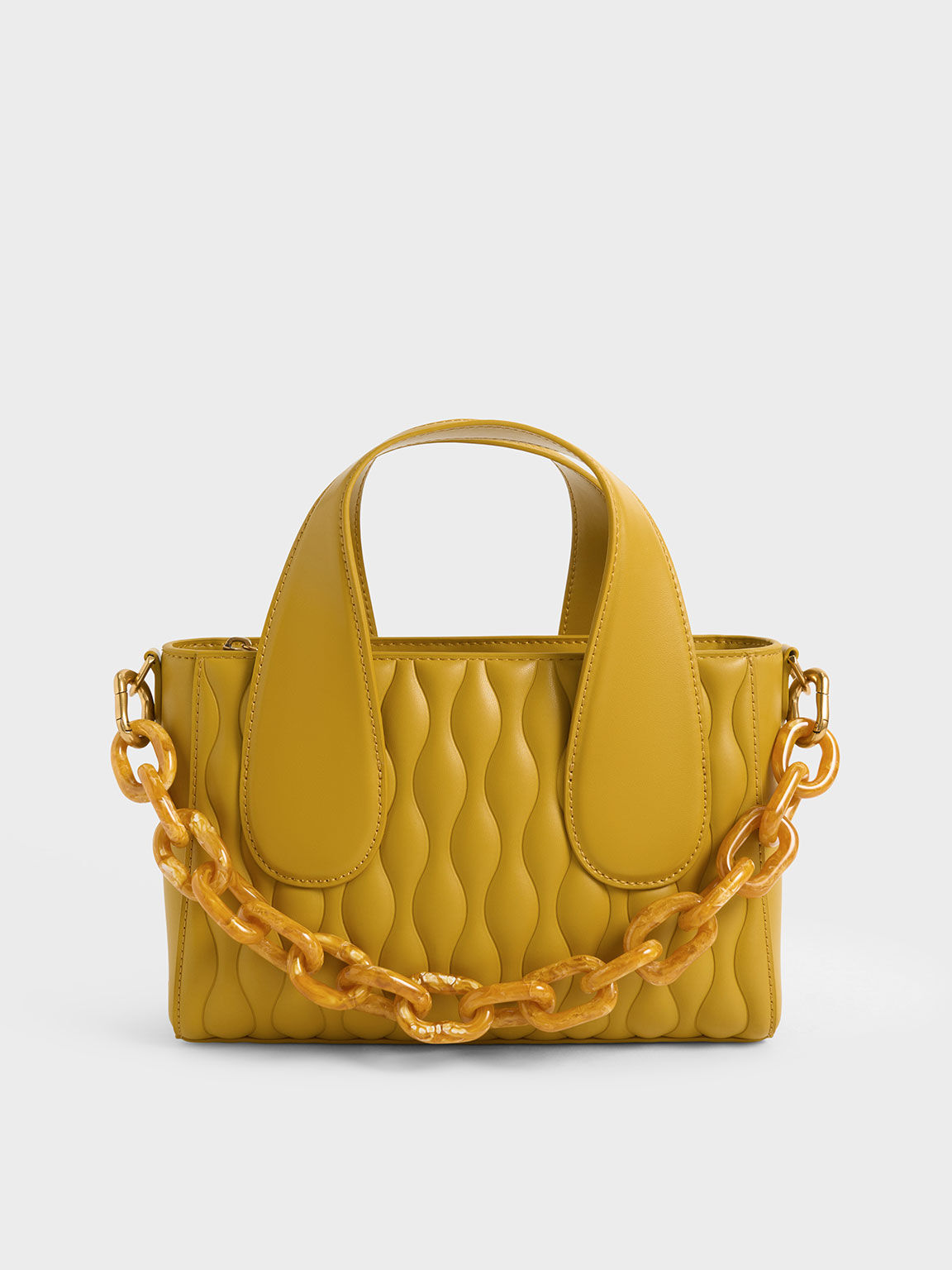 Mustard Iva Textured Tote Bag CHARLES KEITH SA