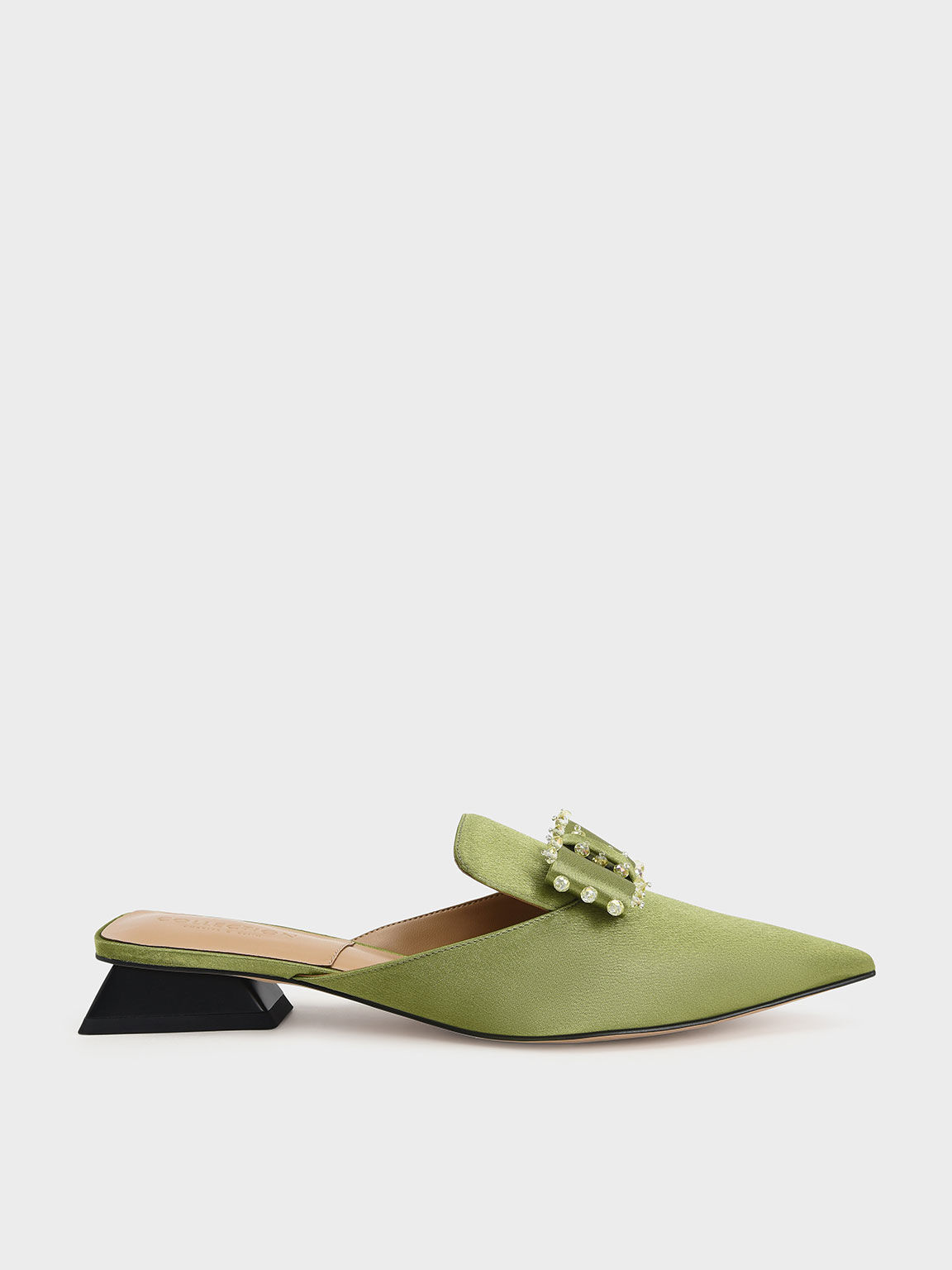 حذاء ميول من الساتان المزين بالخرز, لون أخضر, hi-res