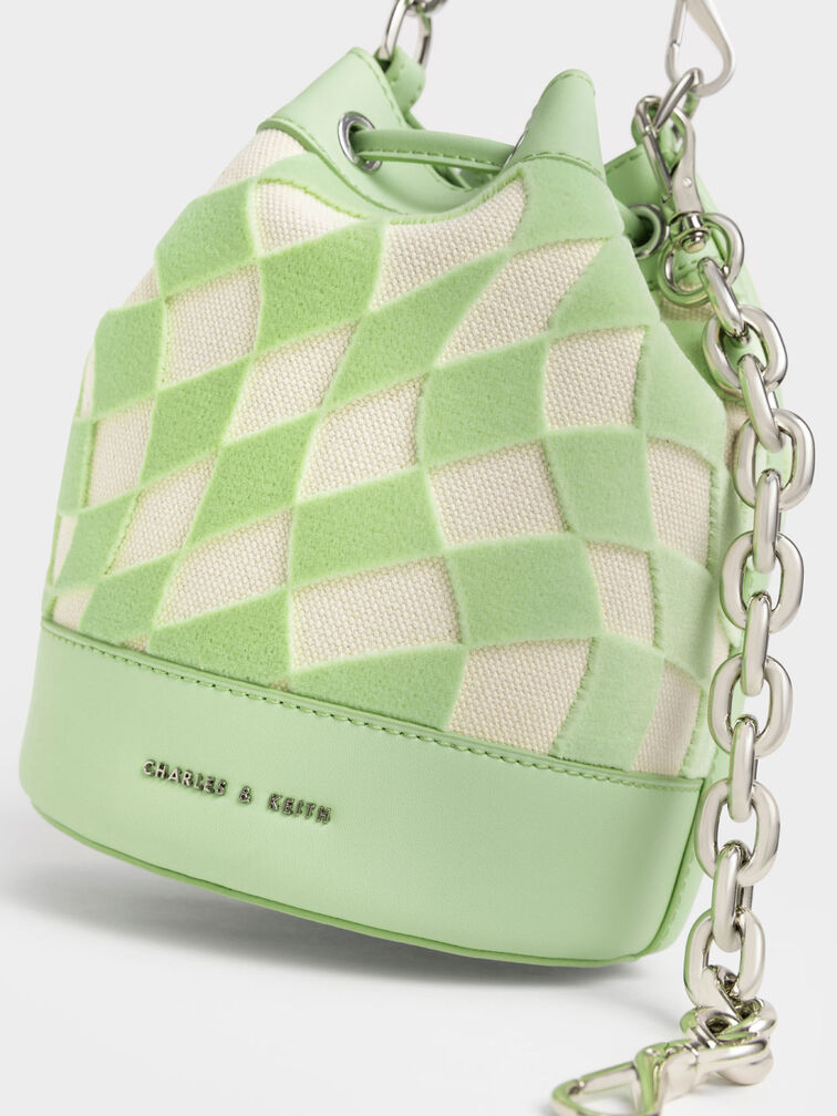 Zetta Checkered Bucket Bag, Mint Green, hi-res