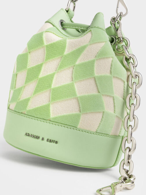 Zetta Checkered Bucket Bag, Mint Green, hi-res